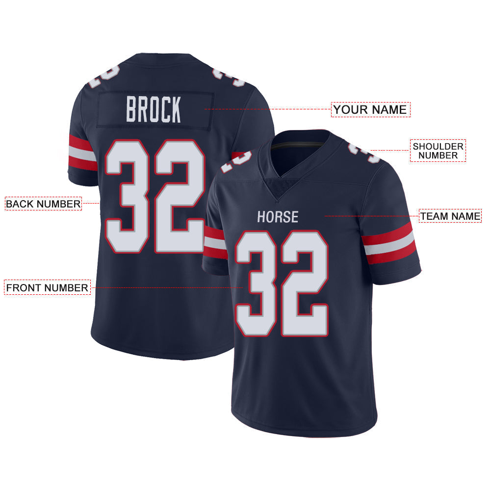 Custom New England Patriots Stitched American Football Jerseys Personalize Birthday Gifts Navy Jersey