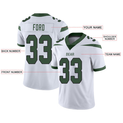 Custom New York Jets Stitched American Football Jerseys Personalize Birthday Gifts White Jersey