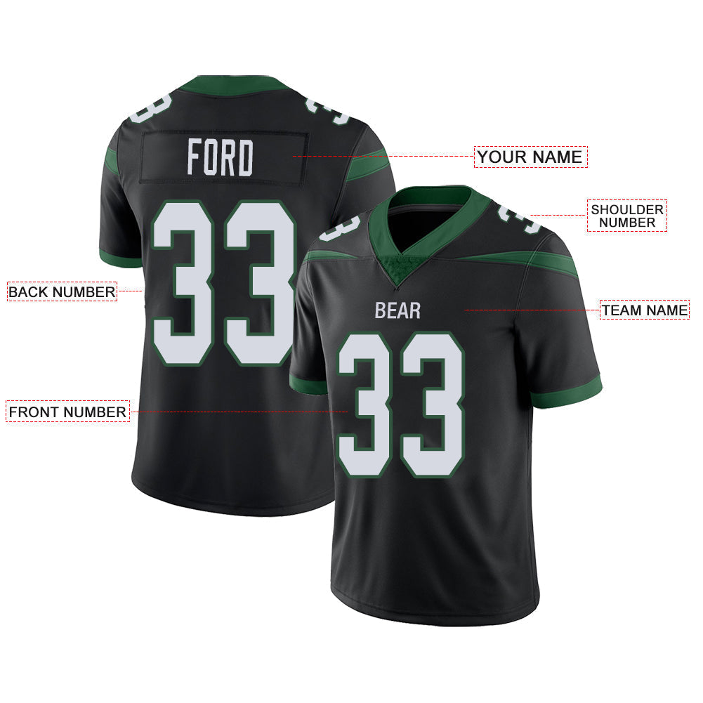 Custom New York Jets Stitched American Football Jerseys Personalize Birthday Gifts Black Jersey