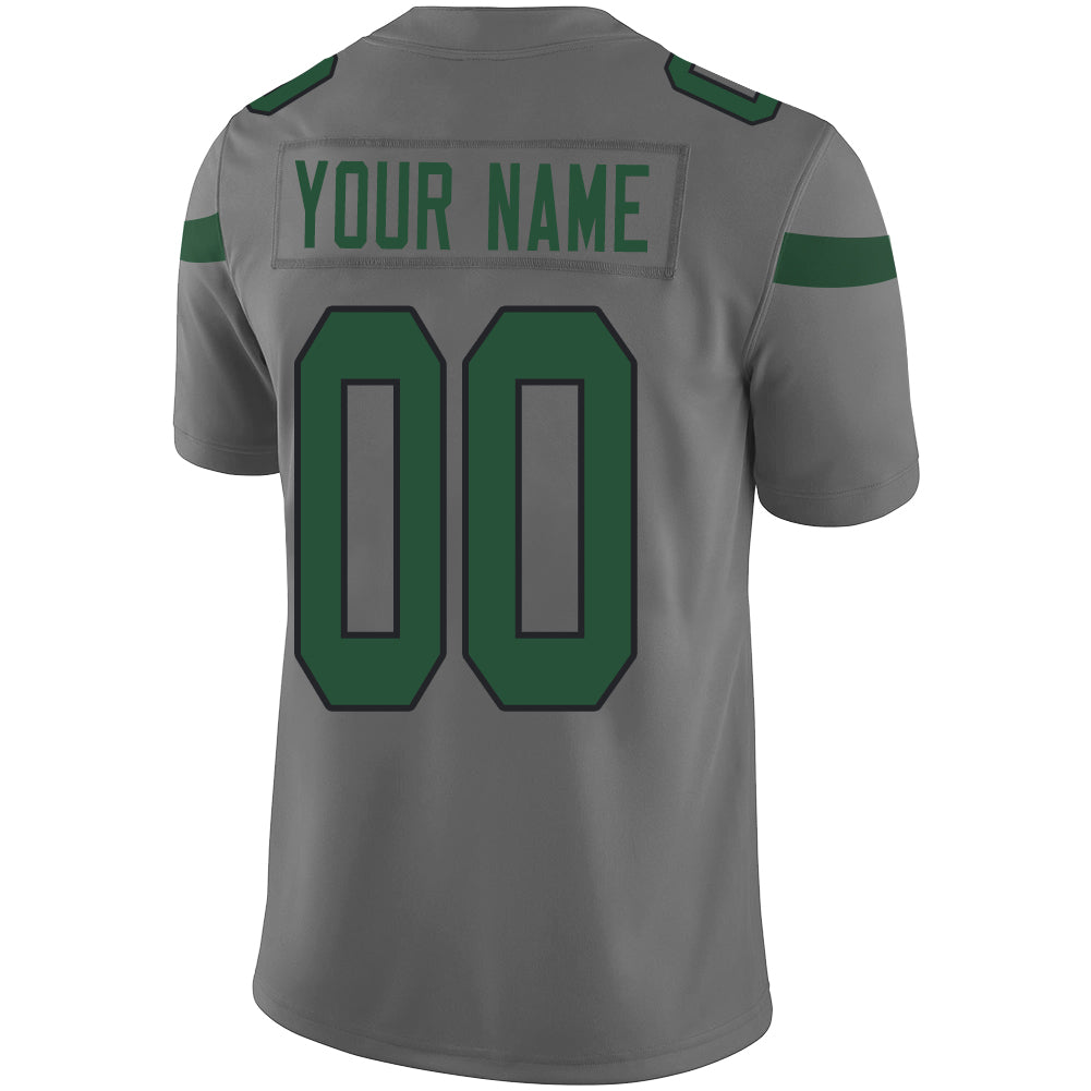 Custom New York Jets Stitched American Football Jerseys Personalize Birthday Gifts Grey Jersey