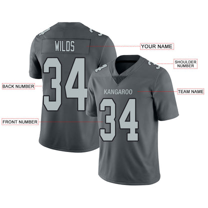 Custom L.Raiders  Stitched American Football Jerseys Personalize Birthday Gifts Grey Jersey