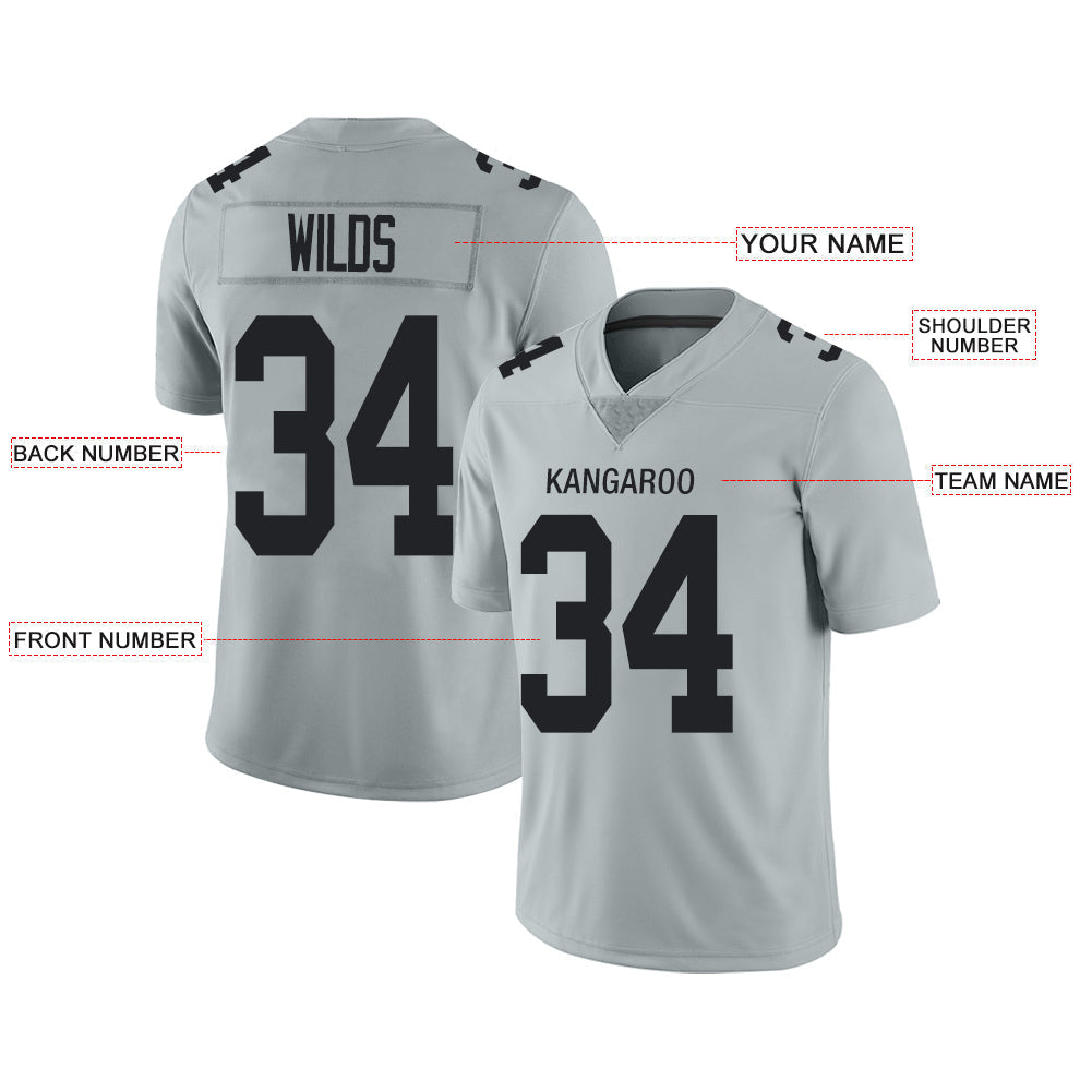 Custom L.Raiders Stitched American Football Jerseys Personalize Birthday Gifts Grey Jersey