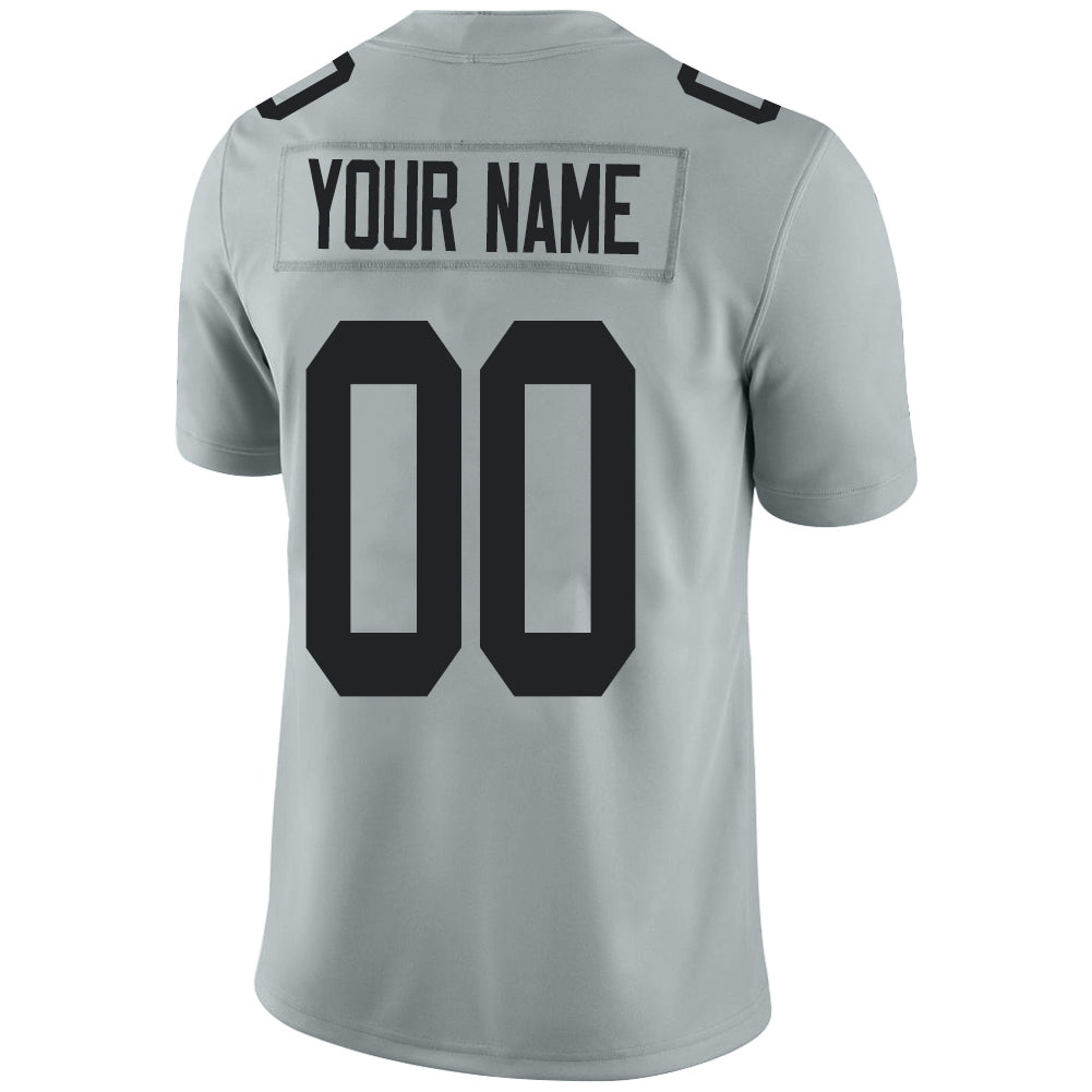 Custom L.Raiders Stitched American Football Jerseys Personalize Birthday Gifts Grey Jersey