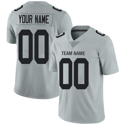 Custom L.Raiders Stitched American Football Jerseys Personalize Birthday Gifts Grey Jersey