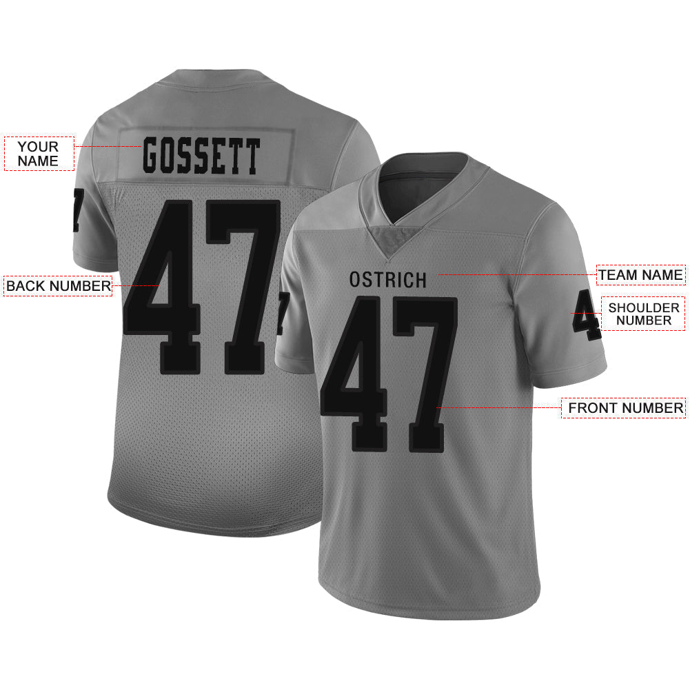 Custom L.Raiders Stitched American Football Jerseys Personalize Birthday Gifts Grey Jersey