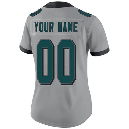 Custom Philadelphia Eagles Stitched American Football Jerseys Personalize Birthday Gifts Grey Jersey