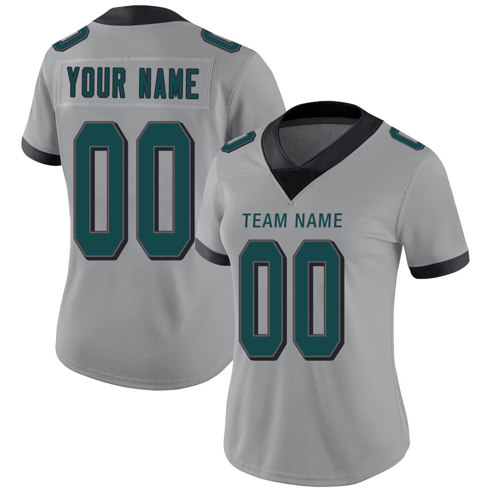 Custom Philadelphia Eagles Stitched American Football Jerseys Personalize Birthday Gifts Grey Jersey