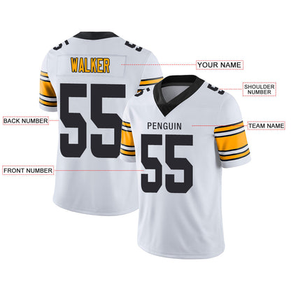 Custom Pittsburgh Steelers Stitched American Football Jerseys Personalize Birthday Gifts White Jersey