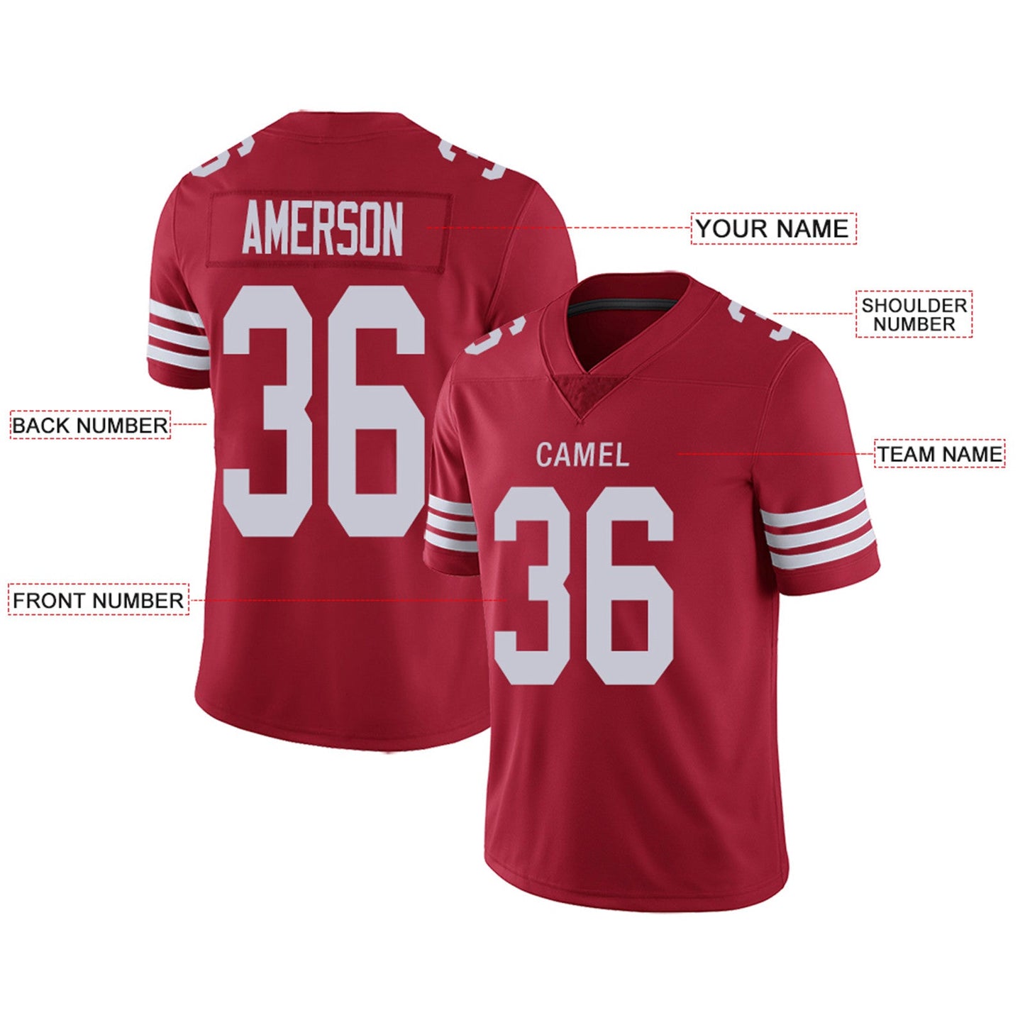 Custom San Francisco 49ers Football Jerseys Team Player or Personalized Design Your Own Name for Men's Women's Youth Jerseys Red