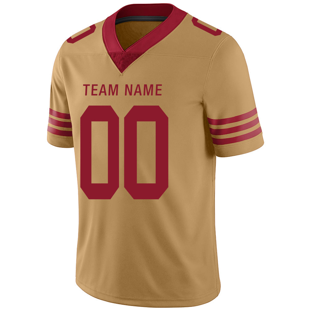 Custom San Francisco 49ers Stitched American Football Jerseys Personalize Birthday Gifts Gold Jersey