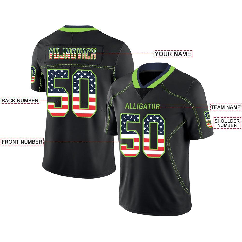 Custom S.Seahawks Stitched American Football Jerseys Personalize Birthday Gifts Black Jersey