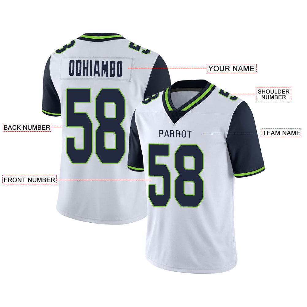 Custom S.Seahawks Stitched American Football Jerseys Personalize Birthday Gifts White Jersey