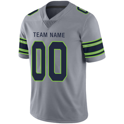 Custom S.Seahawks Stitched American Football Jerseys Personalize Birthday Gifts Grey Jersey