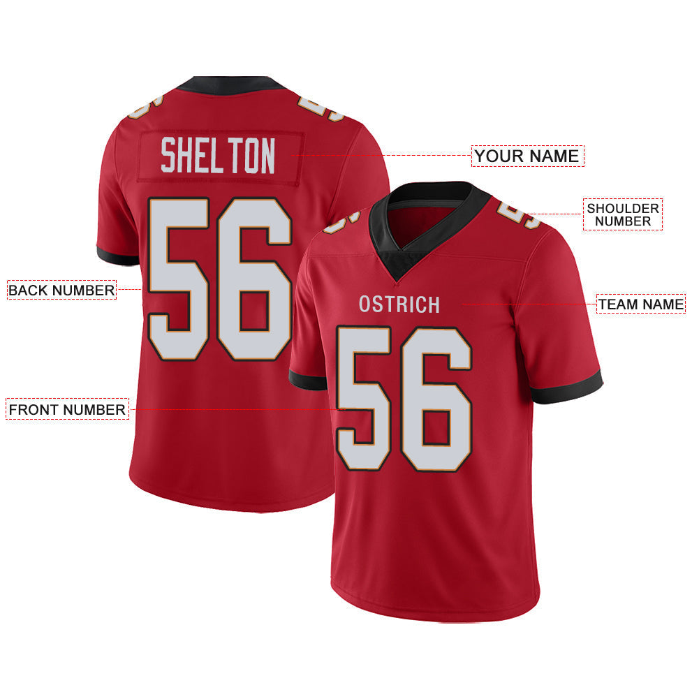 Custom TB.Buccaneers Stitched American Football Jerseys Personalize Birthday Gifts Red Jersey