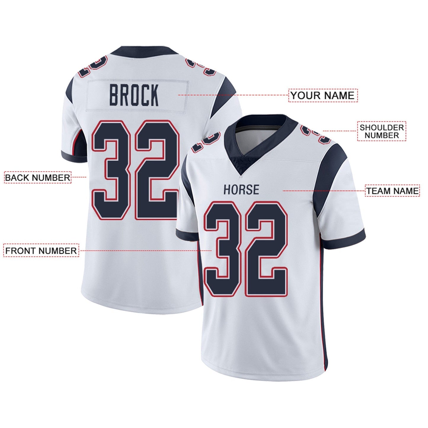 Custom New England Patriots Football Jerseys Team Player or Personalized Design Your Own Name for Men's Women's Youth Jerseys Navy